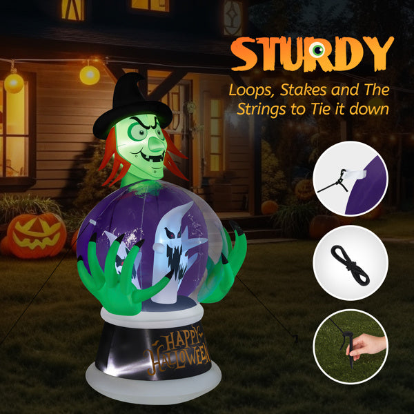 Witch Inflatable 5.9ft Crystal Ball Halloween Decor 2025
