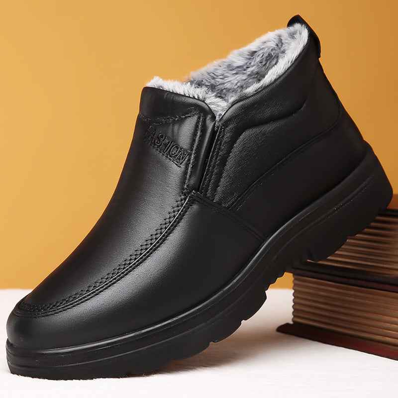 Waterproof Cozy Mens Slip-On Shoes - Faux Leather Winter