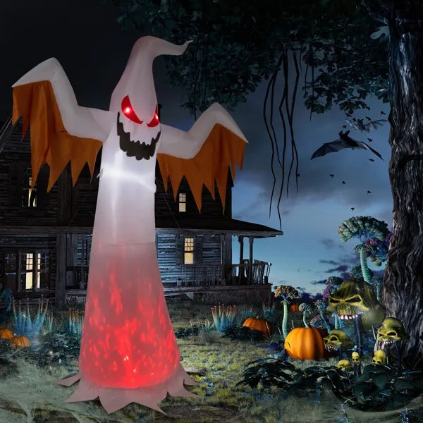 Inflatable 12ft Ghost LED Flames Flashing Eyes Halloween