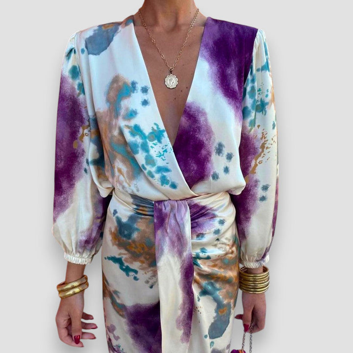 Elegant Purple V-Neck Women&