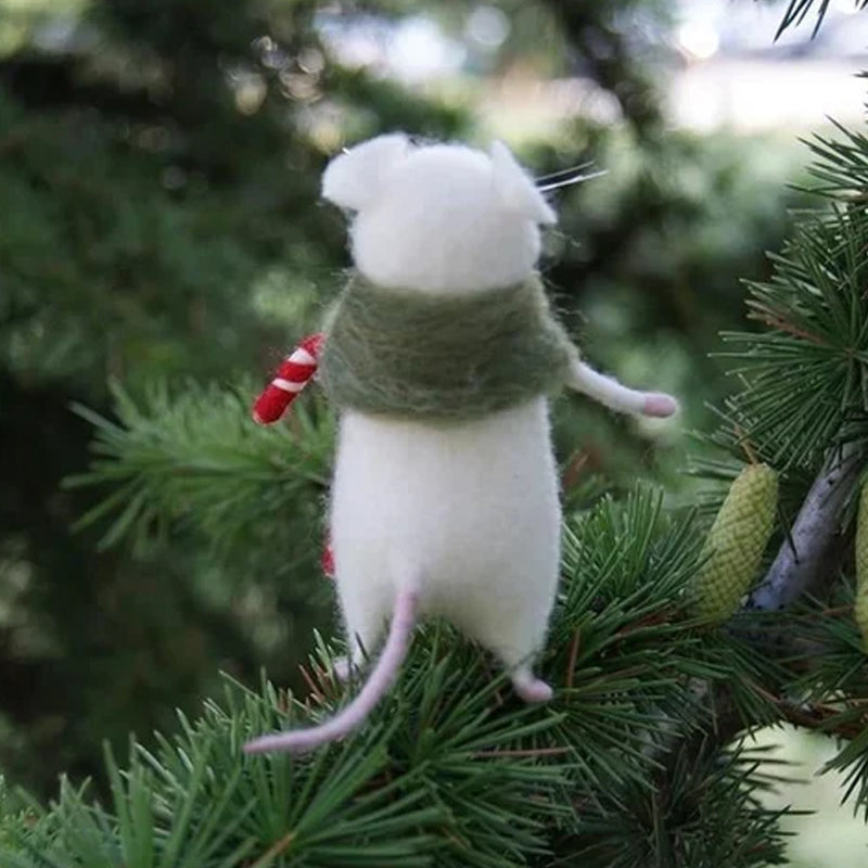 Handcrafted Felt Pumpkin Mouse Ornament - Unique Seasonal Decor for Halloween &amp; Christmas Celebrations