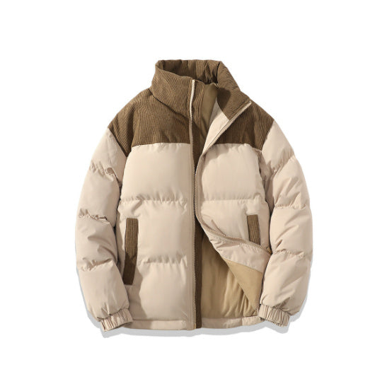 Insulating Unisex Puffer Coat - Stand Collar, Cotton