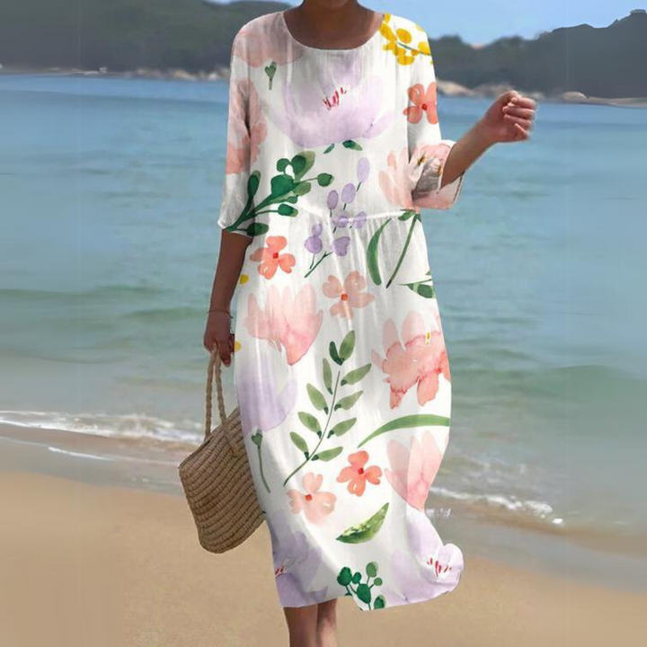 Elegant Floral Print Summer Dress for Women - Comfortable Fit Wedding Guest or Cocktail Dress