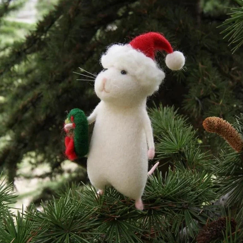 Handcrafted Felt Pumpkin Mouse Ornament - Unique Seasonal Decor for Halloween &amp; Christmas Celebrations
