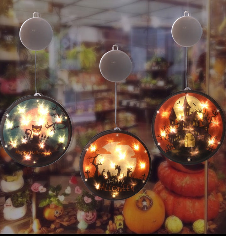 Halloween LED Lantern 160mm PVC Decor, IP44 Spooky Glow
