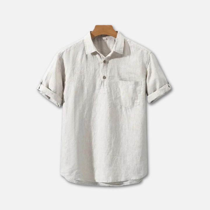 Lightweight Linen Polo Shirt for Men, Breathable Casual Wear in Various Colors, Relaxed Fit, Machine Washable