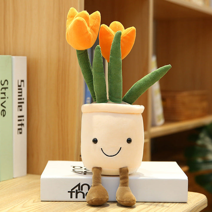 Cute Flower Doll Decoration Plush Toy - 35cm Tulip Bouquet for Living Room, Gift Idea