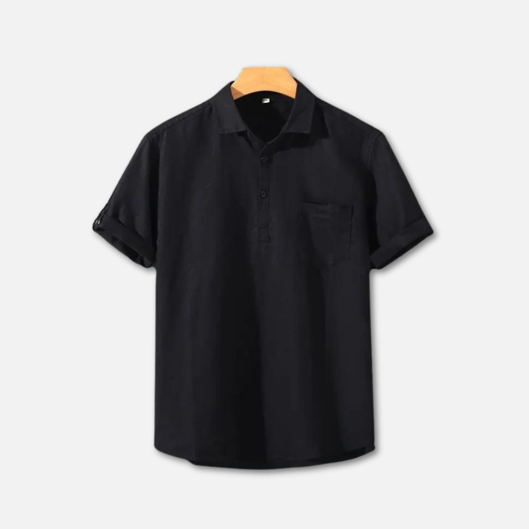 Lightweight Linen Polo Shirt for Men, Breathable Casual Wear in Various Colors, Relaxed Fit, Machine Washable