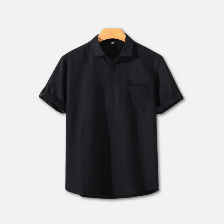 Lightweight Linen Polo Shirt for Men, Breathable Casual Wear in Various Colors, Relaxed Fit, Machine Washable