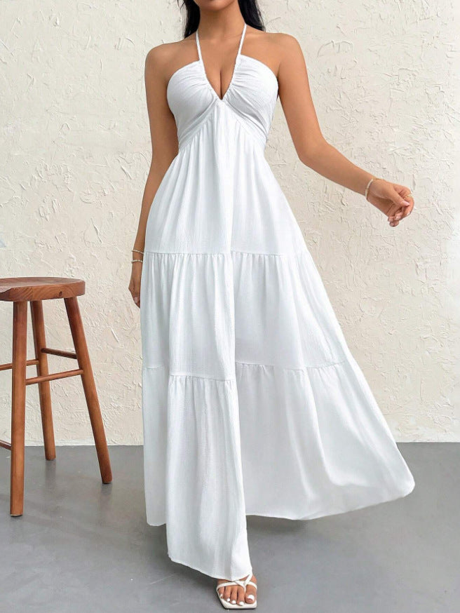 Backless Halter Suspender Maxi Dress – Sleeveless Long Summer Dress, Summer 2026 Trend, Vacation Ready