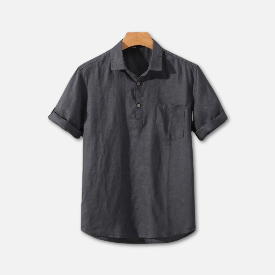 Lightweight Linen Polo Shirt for Men, Breathable Casual Wear in Various Colors, Relaxed Fit, Machine Washable