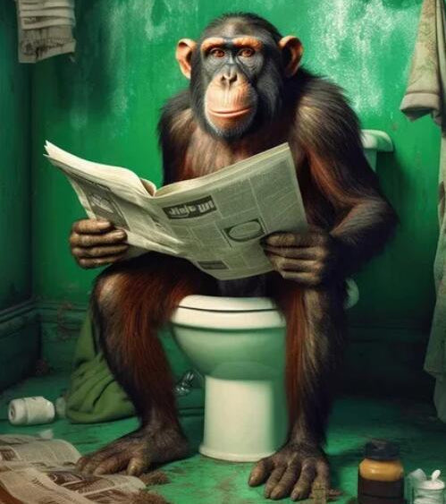 Animal Monkey Panda Toilet  Painting Art DIY Embroidery