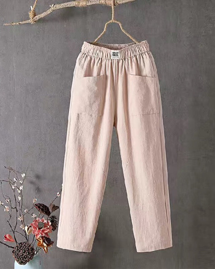 Loose-Fitting White Linen Pants for Women, Breathable Flax Trousers for All Occasions, Comfortable and Stylish