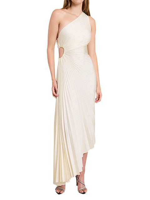 One-Shoulder Pleated Evening Dress for Weddings, Formal Gowns, Elegant Black Formal Dress