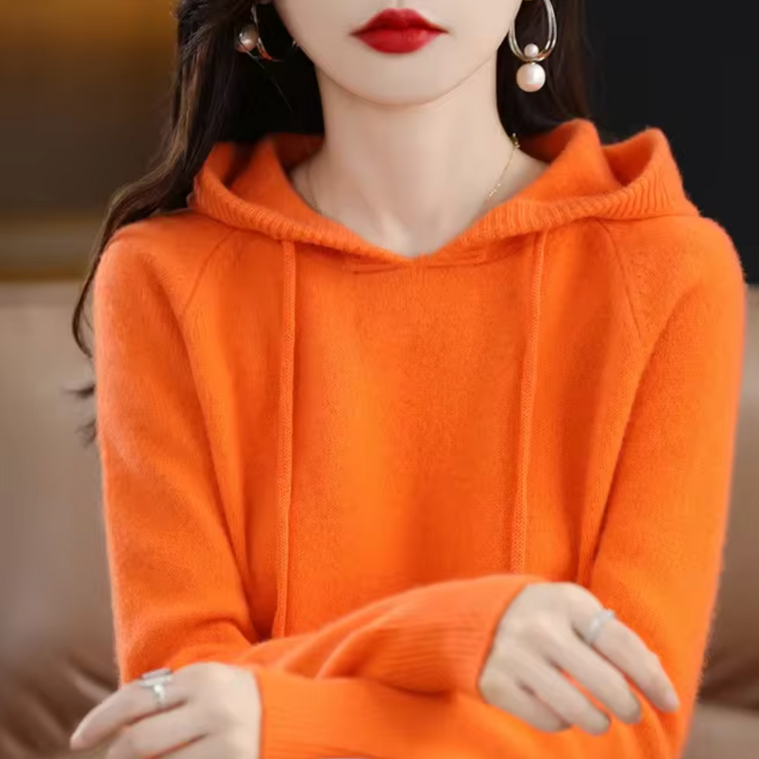 Warm Cozy Womens Knit Hoodie - Relaxed Fit, Soft Knit