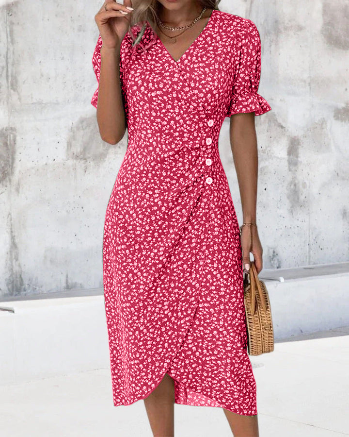 V-Neck Midi Dress for Women in White, Soft and Comfortable Summer Dress for Effortless Elegance and Versatile Style