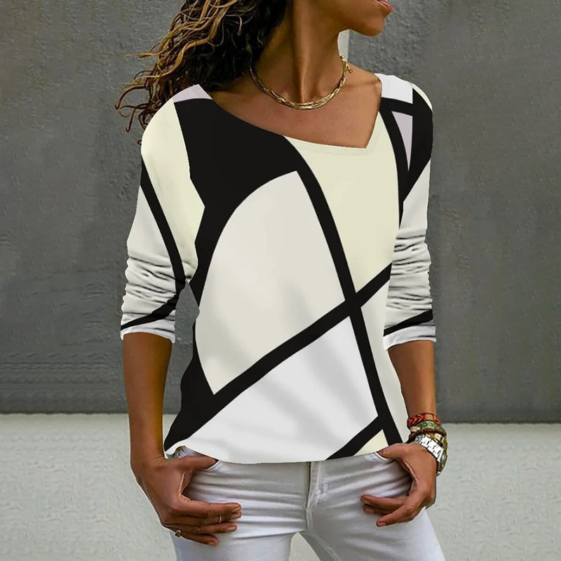 Casual Color Block Long Sleeve T-Shirt for Men and Women, Cotton-Polyester Blend, Stylish Spring Autumn Wear