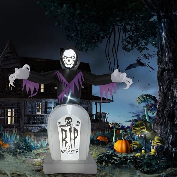Grim Reaper Inflatable With LED Tombstone Halloween Decor