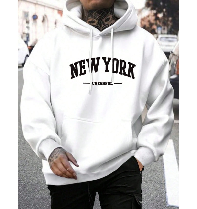 Oversized Casual Mens Hoodie - Pullover Polyester, Urban