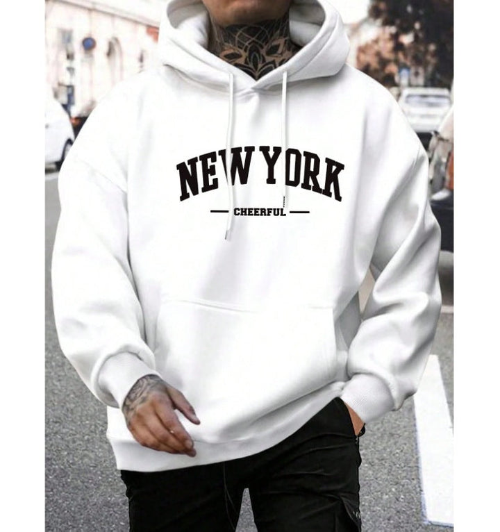 Oversized Casual Mens Hoodie - Pullover Polyester, Urban