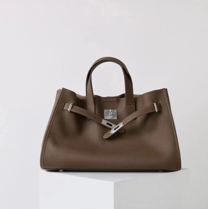 Soft &amp; Structured Women’s Crossbody Bag - Top-Handle Silhouette, Pebbled Cowhide Leather, For Everyday Urban Use