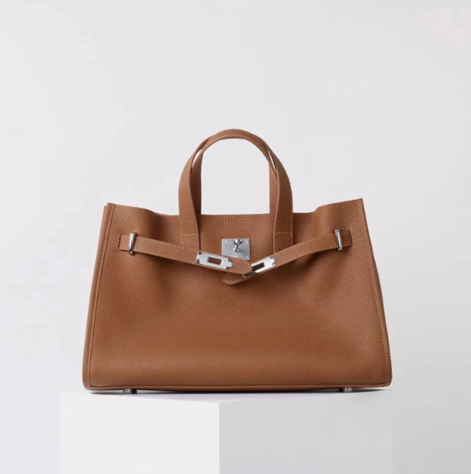 Soft &amp; Structured Women’s Crossbody Bag - Top-Handle Silhouette, Pebbled Cowhide Leather, For Everyday Urban Use