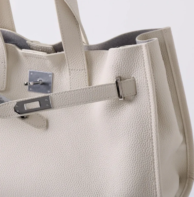 Soft &amp; Structured Women’s Crossbody Bag - Top-Handle Silhouette, Pebbled Cowhide Leather, For Everyday Urban Use