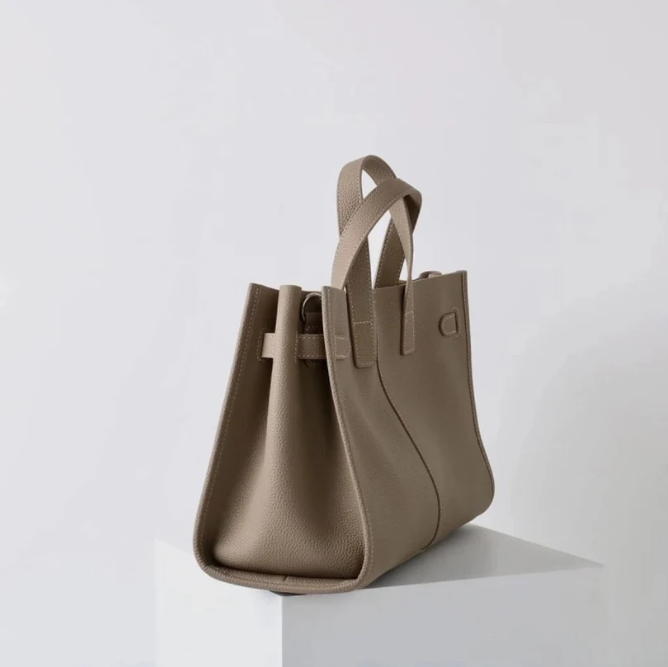 Soft &amp; Structured Women’s Crossbody Bag - Top-Handle Silhouette, Pebbled Cowhide Leather, For Everyday Urban Use