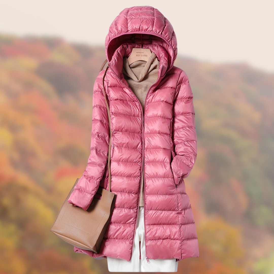 Waterproof Women’s Puffer Coat - Mid Thigh, Lightweight