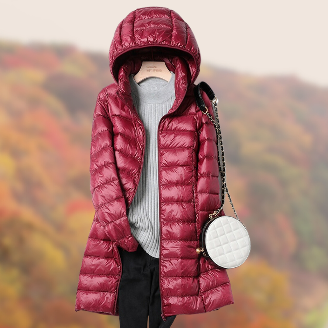 Waterproof Women’s Puffer Coat - Mid Thigh, Lightweight