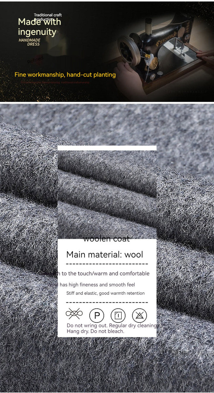 Warm Structured Overknee Wool Coat - Double Breasted, Winter