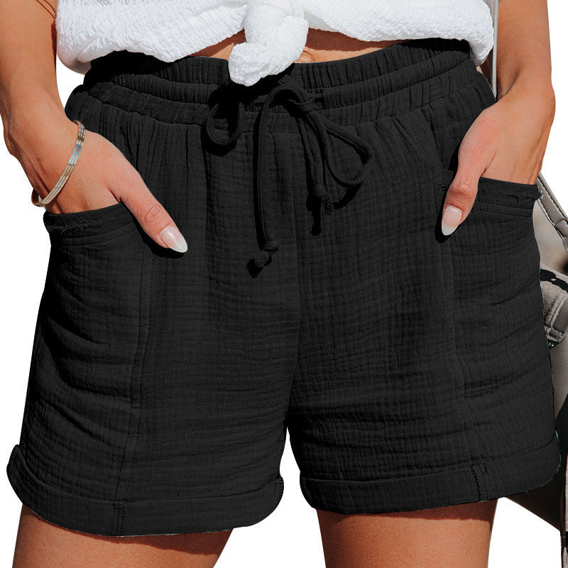 Summer Cotton Linen Shorts Women&