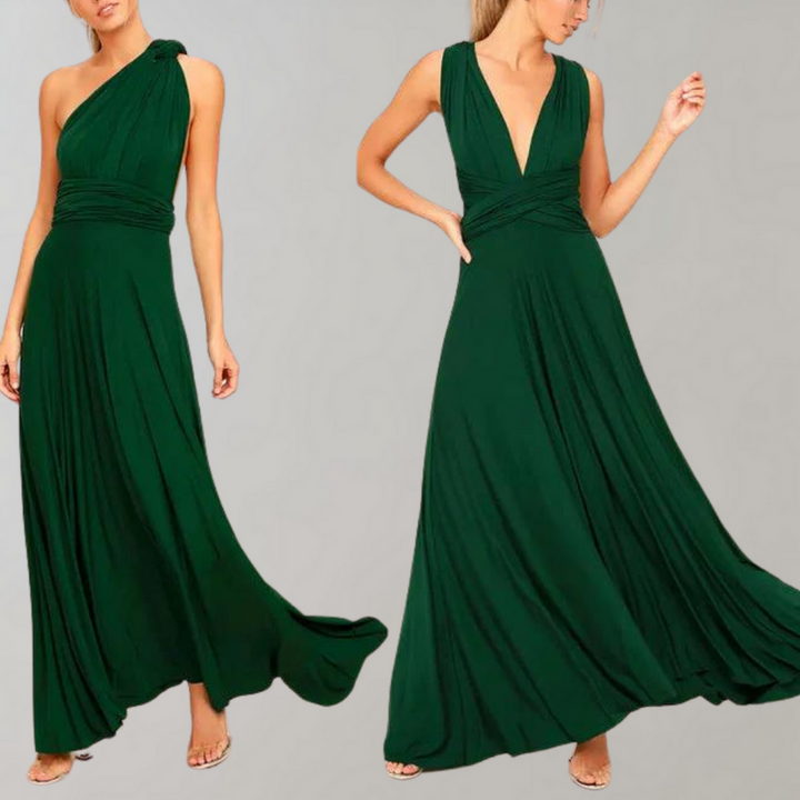 Elegant Long Sleeve Maxi Dress with Adjustable Wrap Overlay for Women - Versatile and Comfortable for Any Occasion