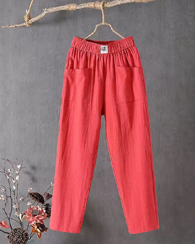Loose-Fitting White Linen Pants for Women, Breathable Flax Trousers for All Occasions, Comfortable and Stylish