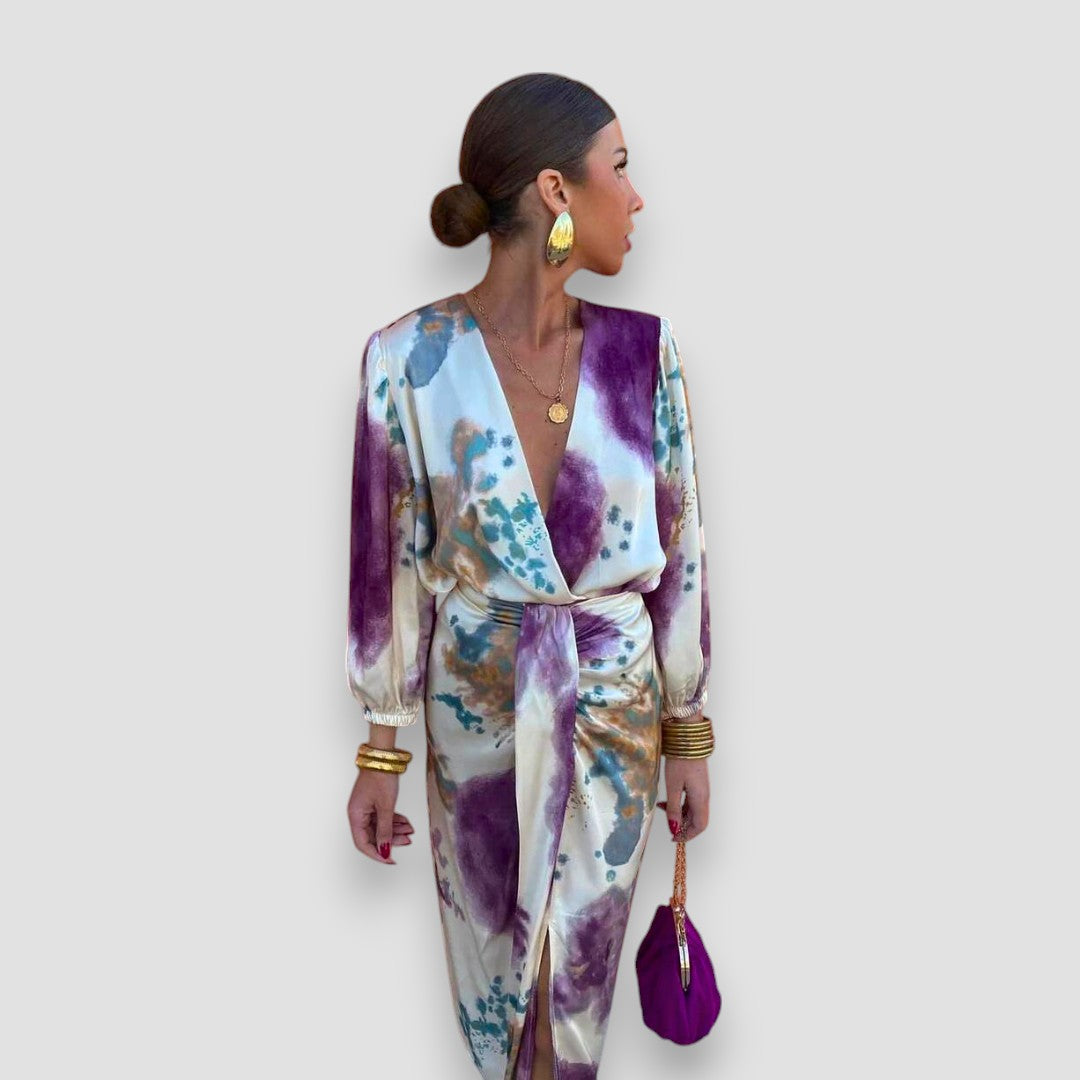 Elegant Purple V-Neck Women&