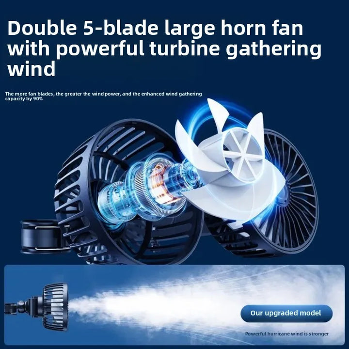 3-Speed USB Fan for Car with Dual Heads and 360-Degree Rotation, Portable Cooling Solution for Summer Comfort