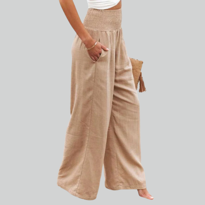 Elegant Retro Baggy Pants for Women - Loose High Waist Vintage Linen Wide Leg Trousers