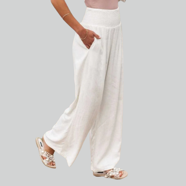 Elegant Retro Baggy Pants for Women - Loose High Waist Vintage Linen Wide Leg Trousers