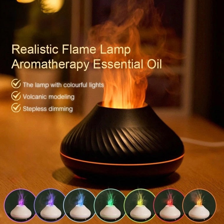 Volcanic Aroma Diffuser Essential Oil Lamp 130ml USB Humidifier with colour Flame Night Light