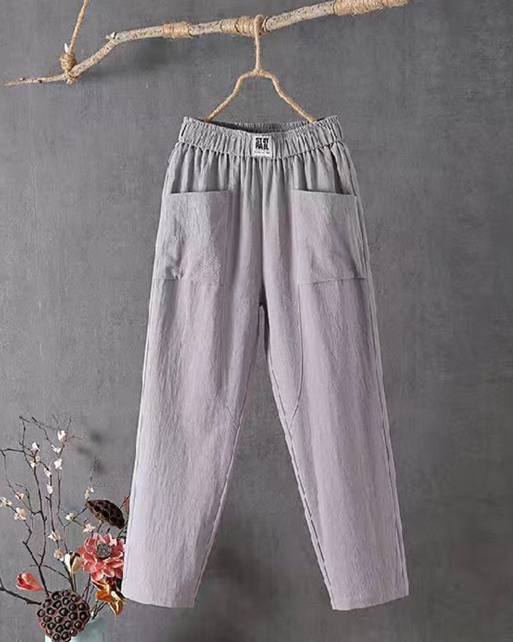 Loose-Fitting White Linen Pants for Women, Breathable Flax Trousers for All Occasions, Comfortable and Stylish