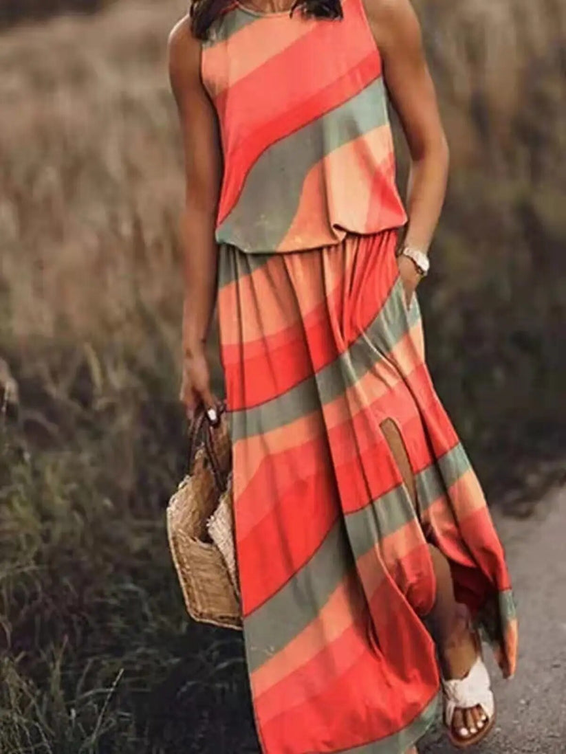 Stylish Floral Sleeveless Womens Dress for Summer - Comfortable Fit, Perfect for Special Occasions and Daily Wear