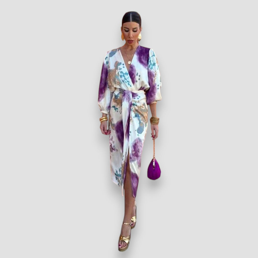 Elegant Purple V-Neck Women&