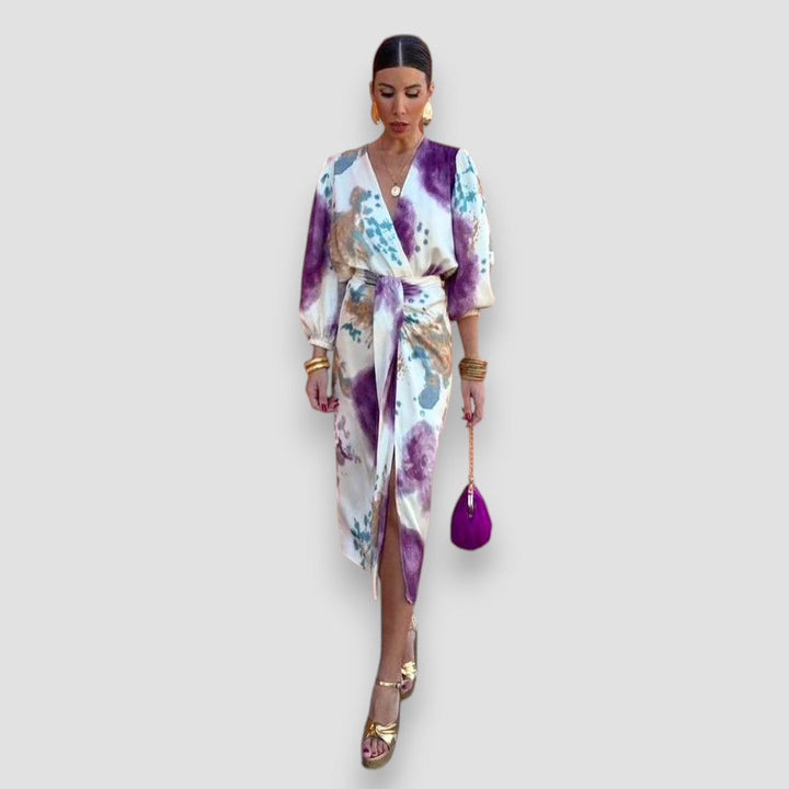 Elegant Purple V-Neck Women&