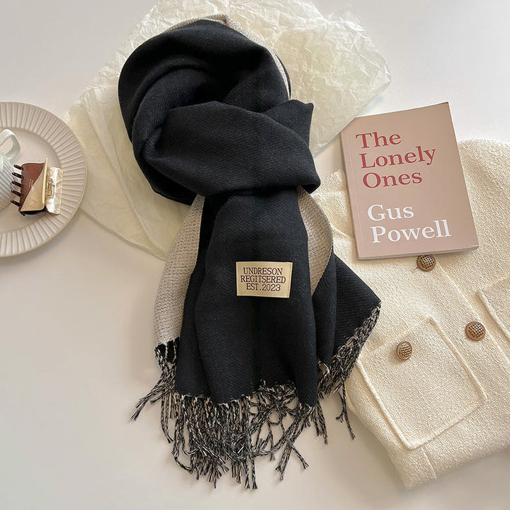 Warm Women Scarf - Reversible Fringed Cashmere Winter