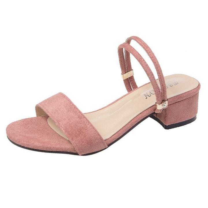 Lightweight women’s sandals - Korean-style low-heeled peep-toe, fabric upper, for casual everyday wear