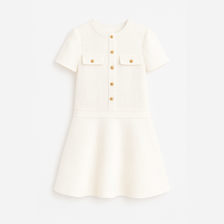 Ladies Short Elegant Fashion Summer Dress - Chic O-neck Mini Dress for Youth Parties