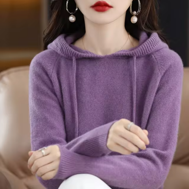 Warm Cozy Womens Knit Hoodie - Relaxed Fit, Soft Knit