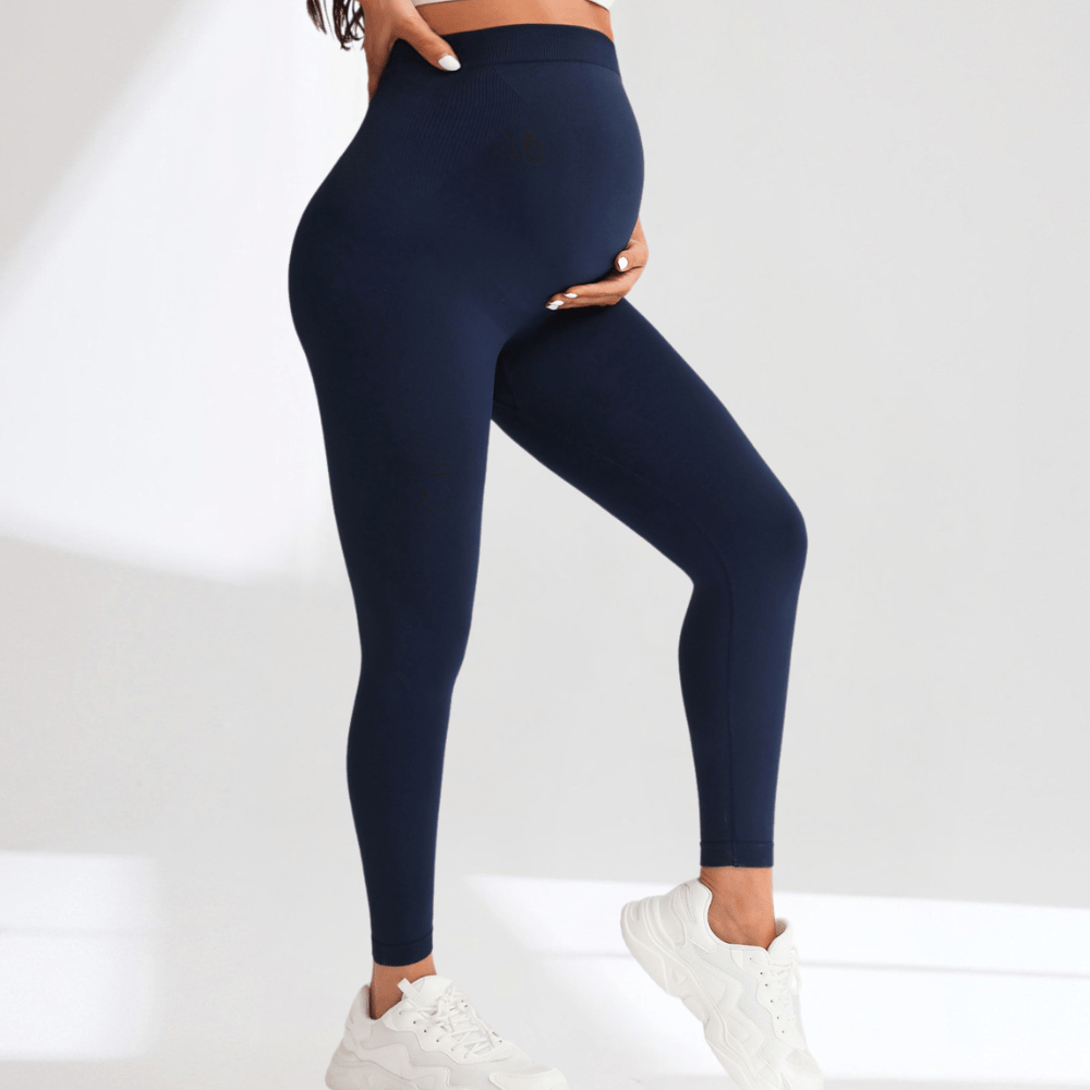 Comfortable Maternity Leggings with Supportive Stretch Belt for Pregnancy and Postpartum, Full-Length Yoga Pants