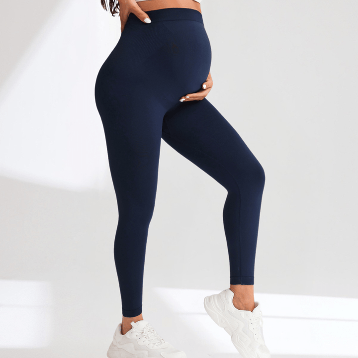 Comfortable Maternity Leggings with Supportive Stretch Belt for Pregnancy and Postpartum, Full-Length Yoga Pants