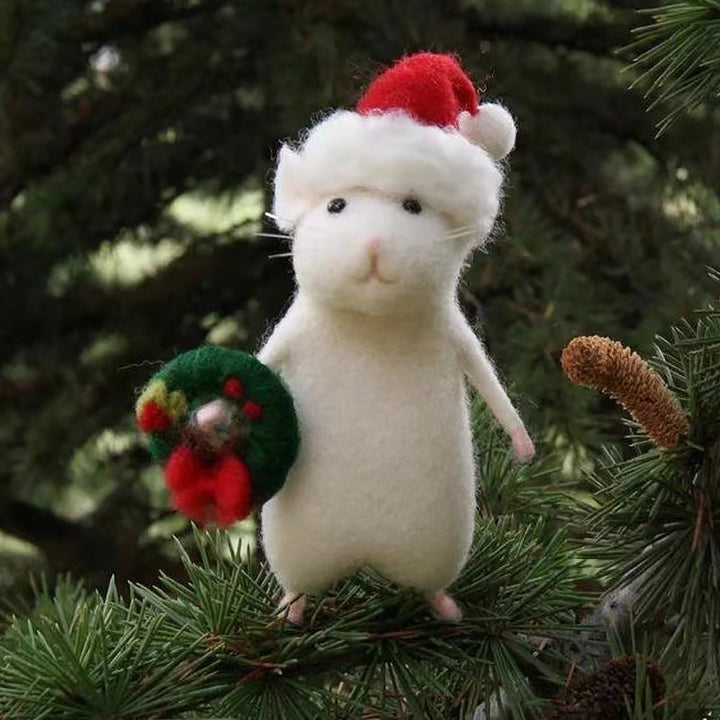 Handcrafted Felt Pumpkin Mouse Ornament - Unique Seasonal Decor for Halloween &amp; Christmas Celebrations
